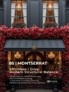Montserrat font trio layout demonstration for brand design.